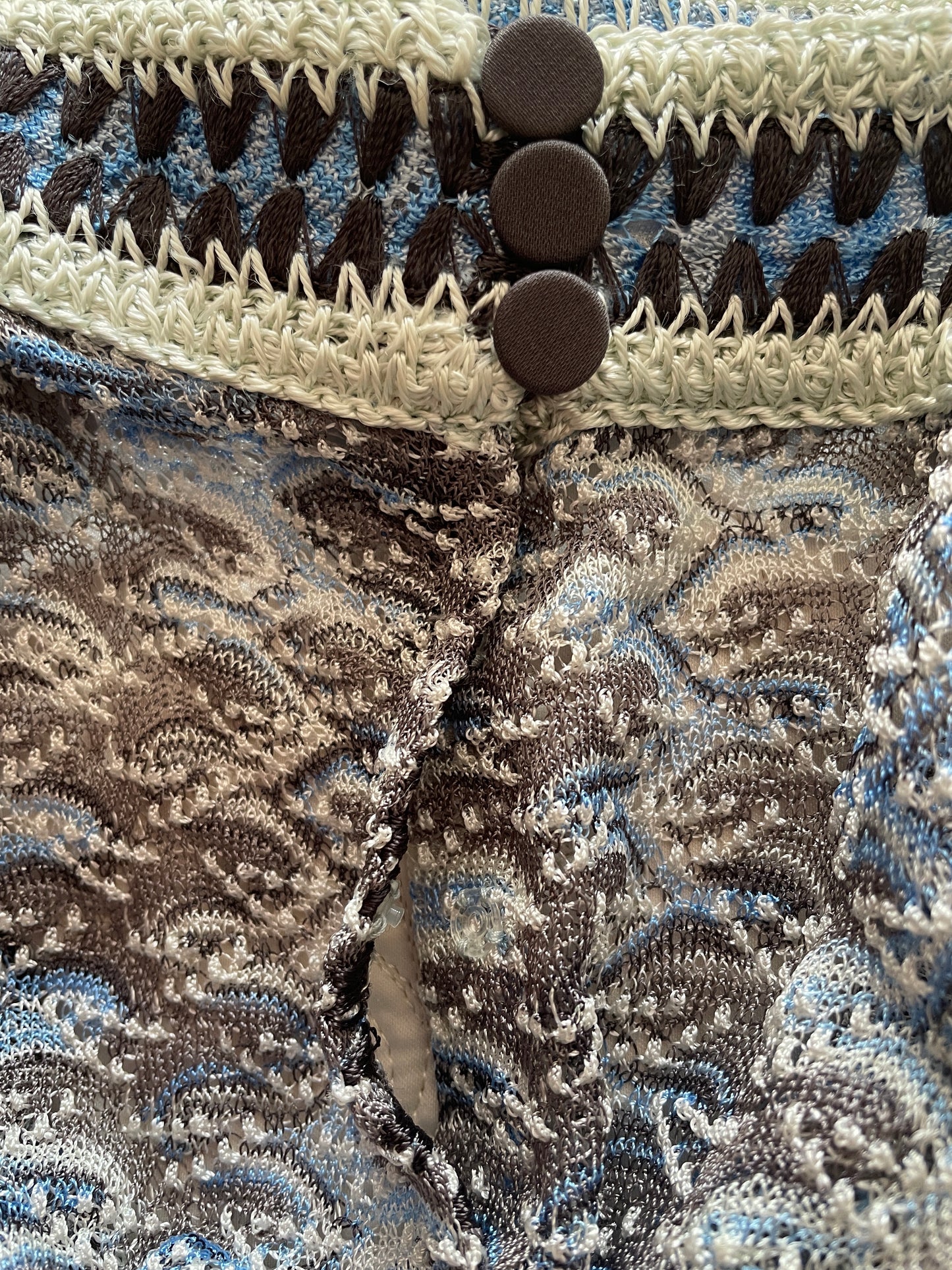 MISSONI Blue & Gray Crochet Tank Top, Size 42 EU