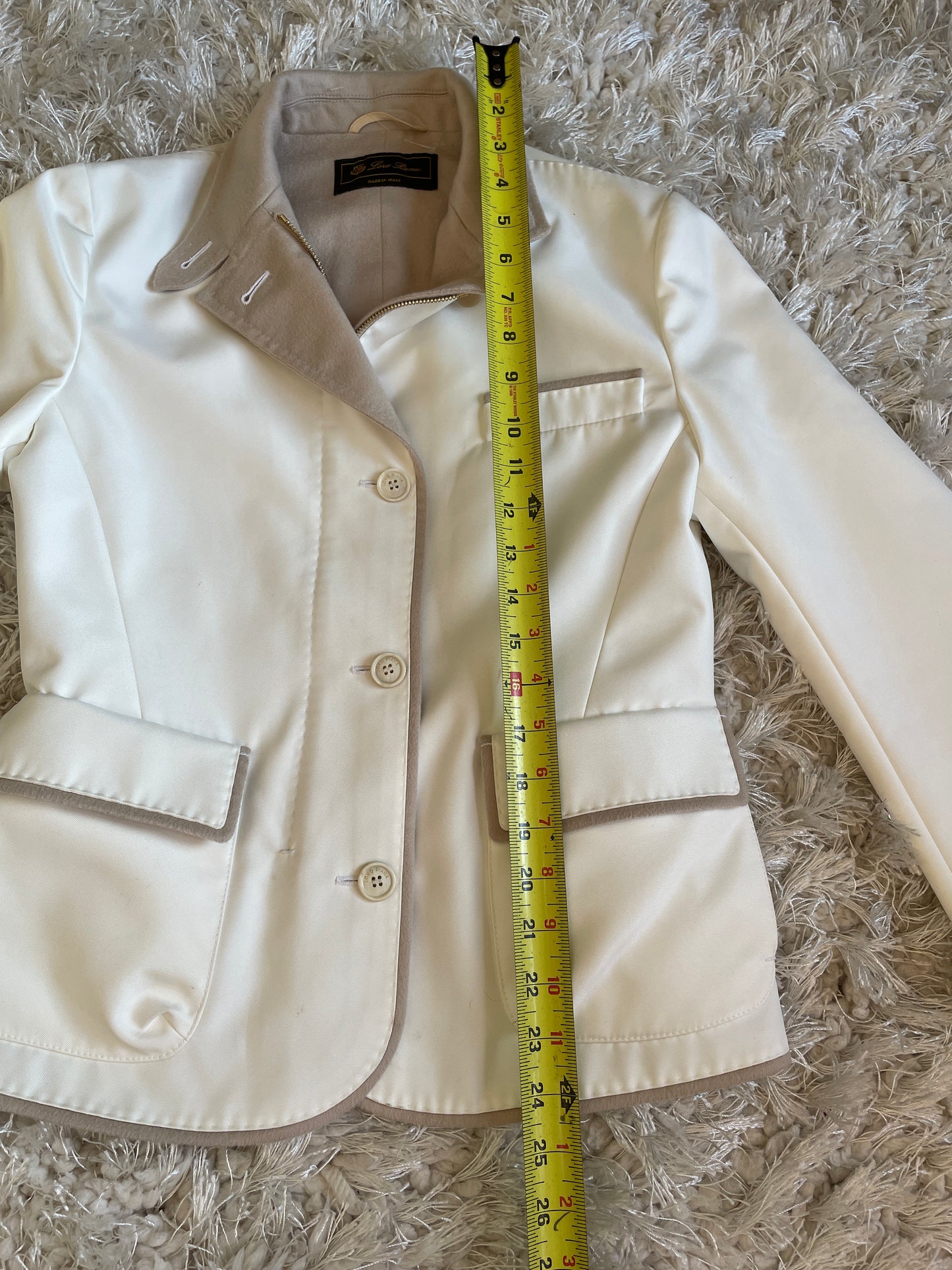 LORO PIANA Cream Cashmere Jacket, Size Small, IT 40