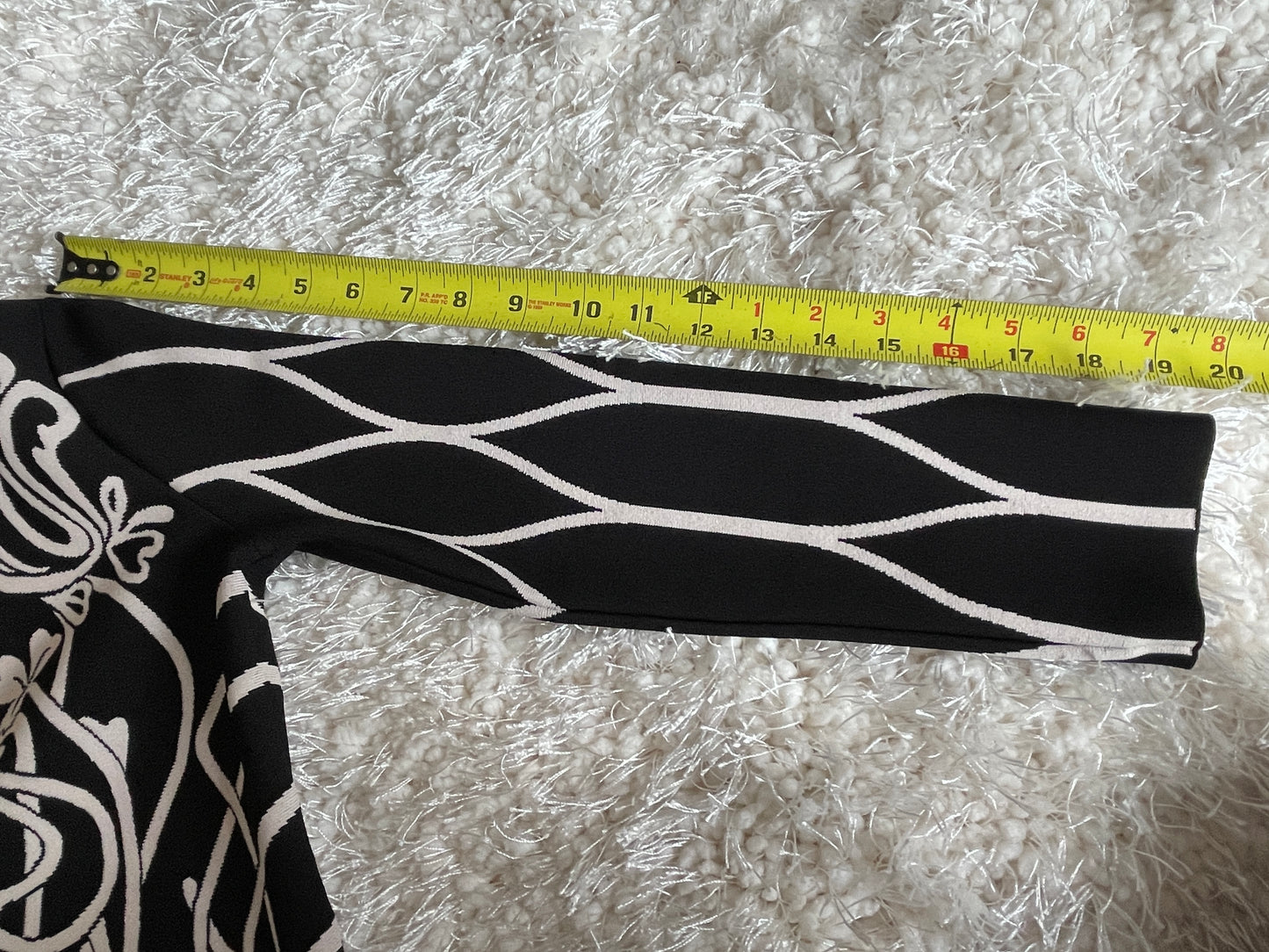 ALEXANDER MCQUEEN Black & White Floral Peplum Cardigan, Size Small