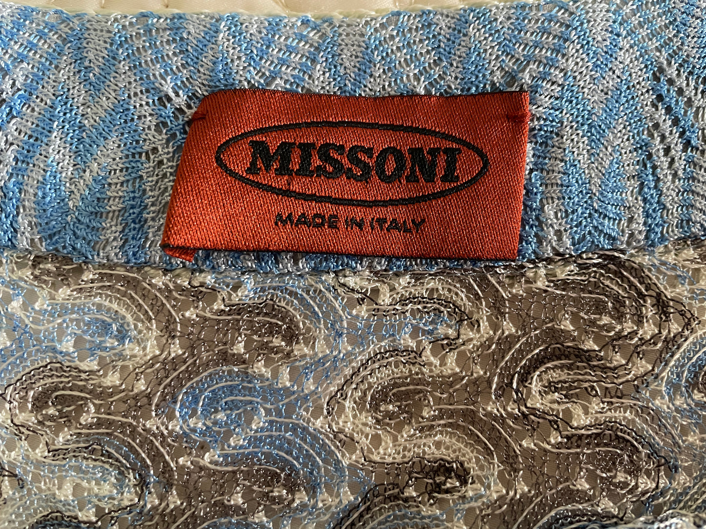 MISSONI Blue & Gray Crochet Tank Top, Size 42 EU