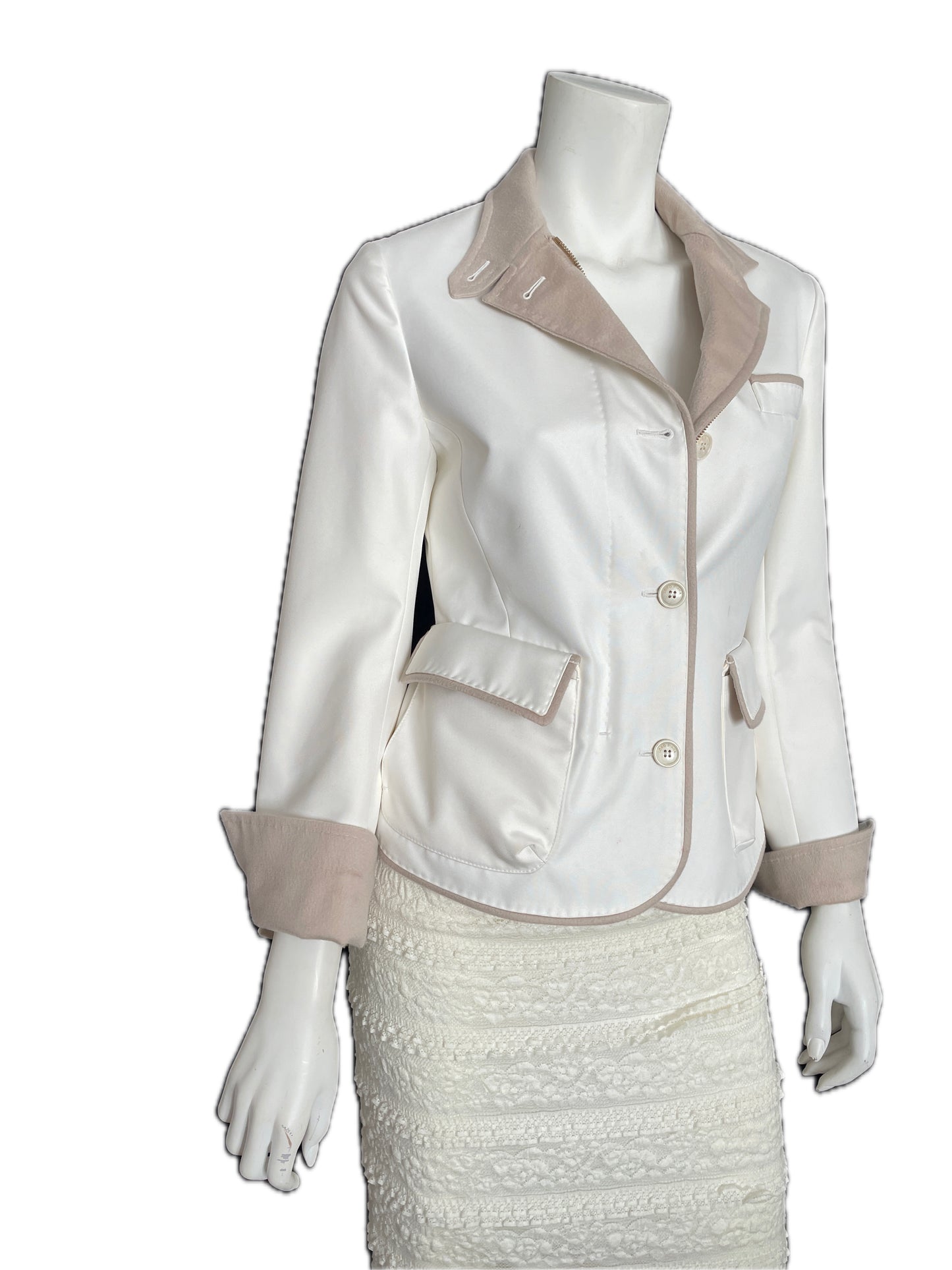 LORO PIANA Cream Cashmere Jacket, Size Small, IT 40