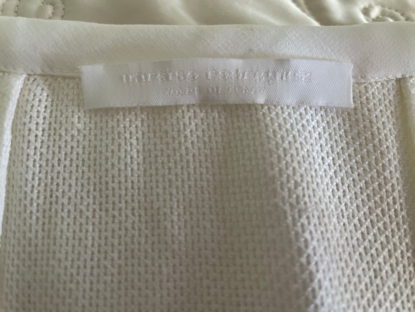 AEFFE SPA, NARCISO RODRIGUEZ White and Beige Cotton Sheath Dress, Size 44 EU