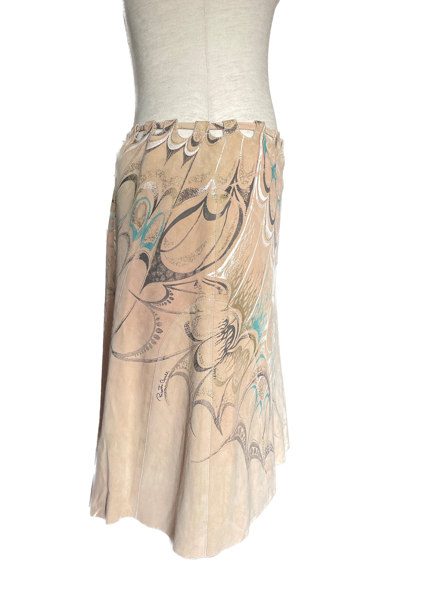 ROBERTO CAVALLI Suede Skirt, Size Medium