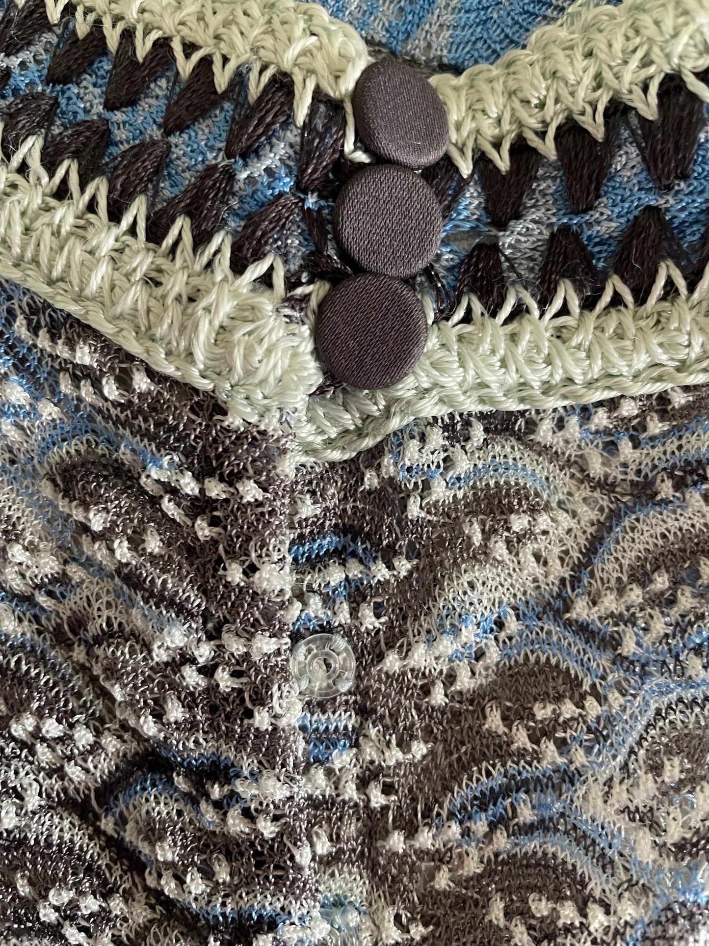 MISSONI Blue & Gray Crochet Tank Top, Size 42 EU