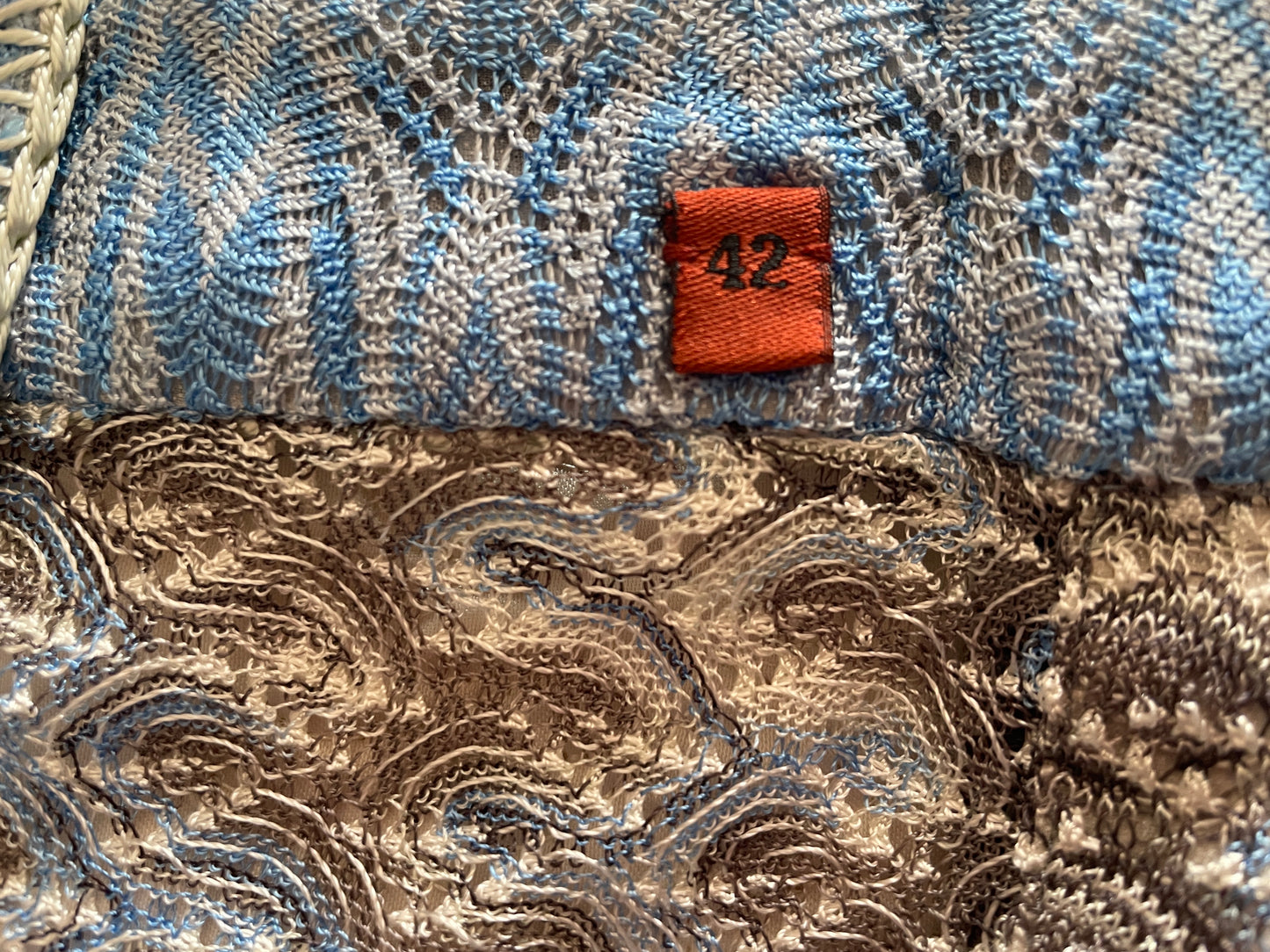 MISSONI Blue & Gray Crochet Tank Top, Size 42 EU