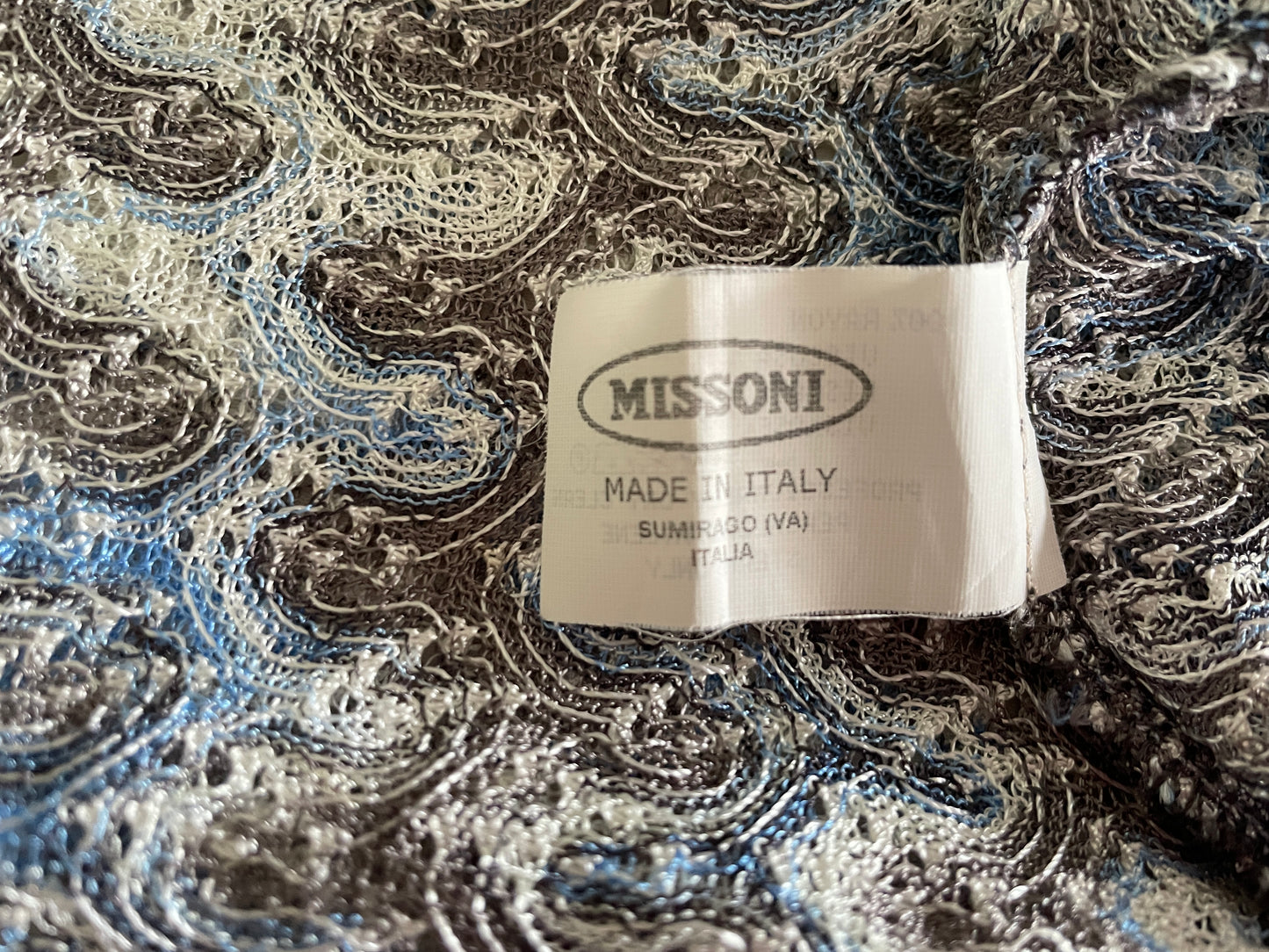 MISSONI Blue & Gray Crochet Tank Top, Size 42 EU