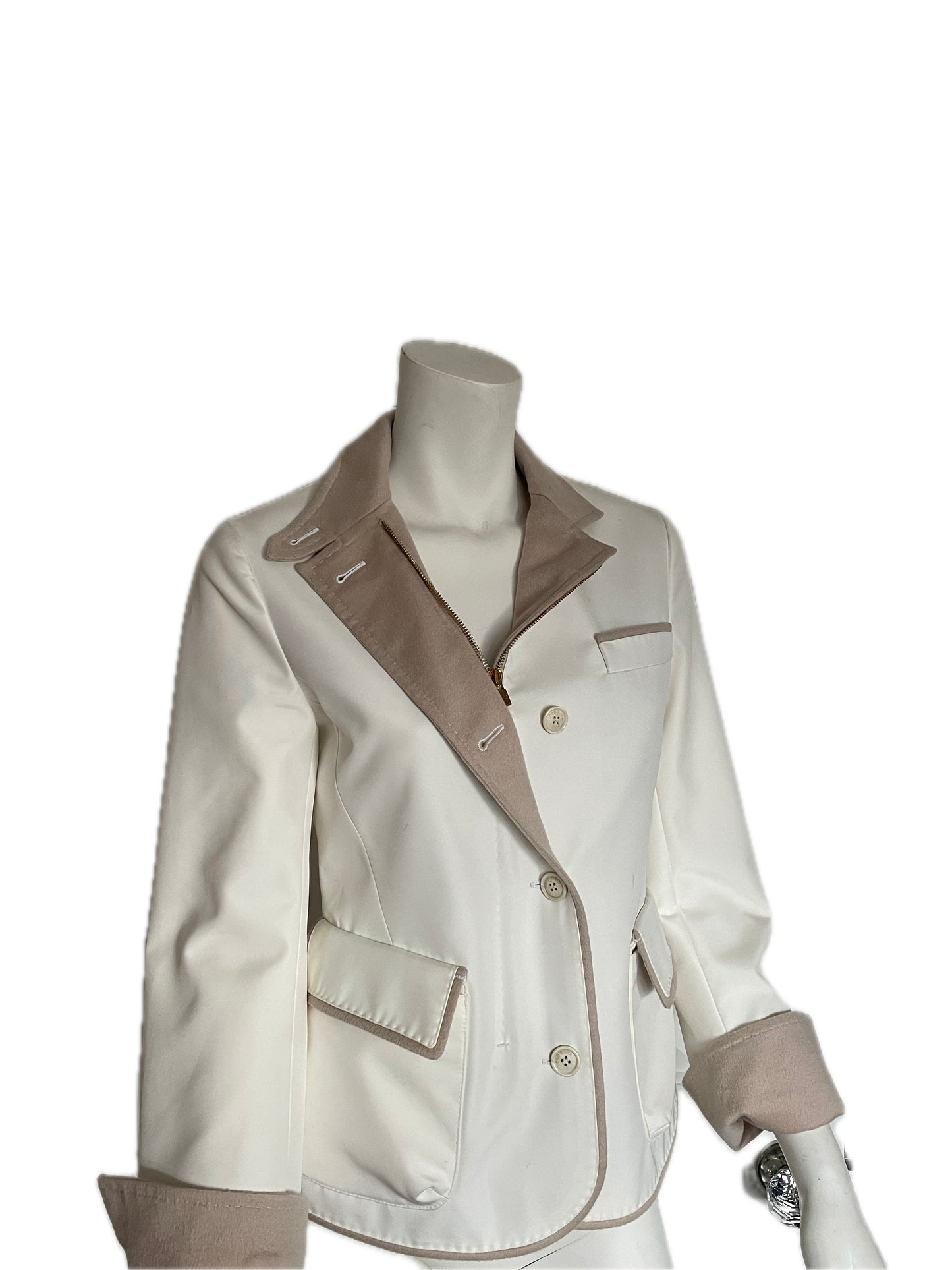LORO PIANA Cream Cashmere Jacket, Size Small, IT 40