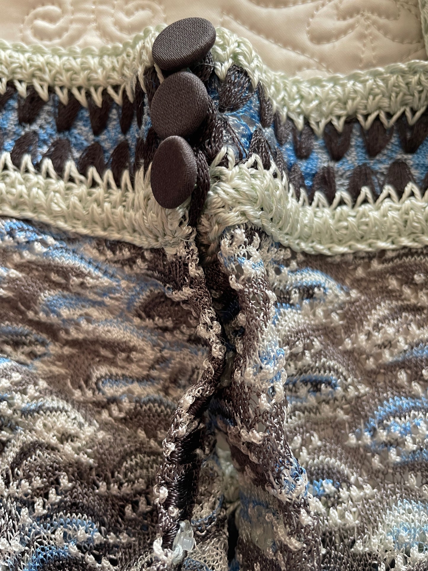 MISSONI Blue & Gray Crochet Tank Top, Size 42 EU