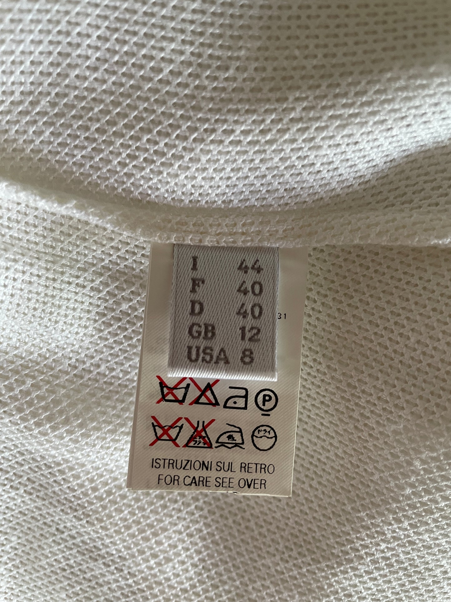 AEFFE SPA, NARCISO RODRIGUEZ White and Beige Cotton Sheath Dress, Size 44 EU