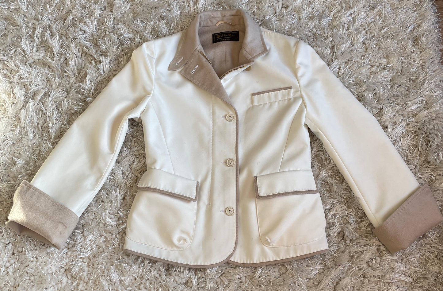 LORO PIANA Cream Cashmere Jacket, Size Small, IT 40