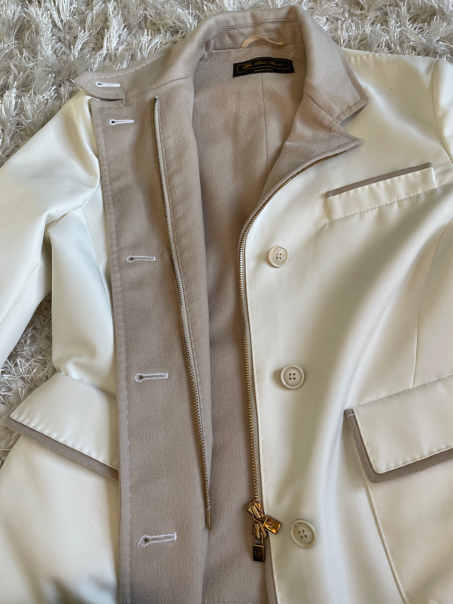 LORO PIANA Cream Cashmere Jacket, Size Small, IT 40