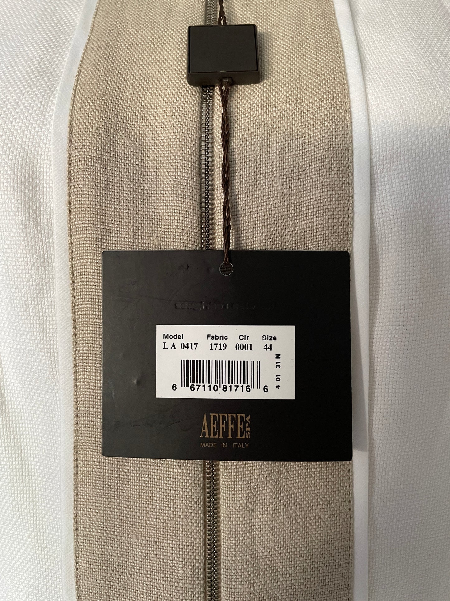 AEFFE SPA, NARCISO RODRIGUEZ White and Beige Cotton Sheath Dress, Size 44 EU