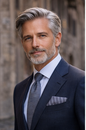 Italian Silk Pocket Square – Grey Fine Stripe