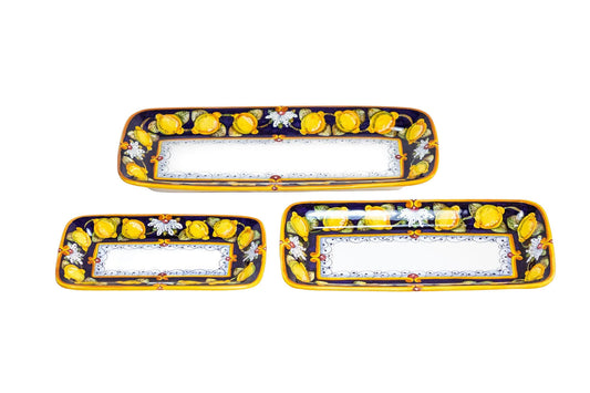 LEMONS BLU NAVY 17 inch Rectangle Tray