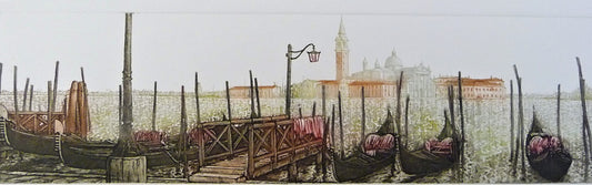 Venice, Italy, Gondolas and Basilica di Santa Maria della Salute on Canal Grande