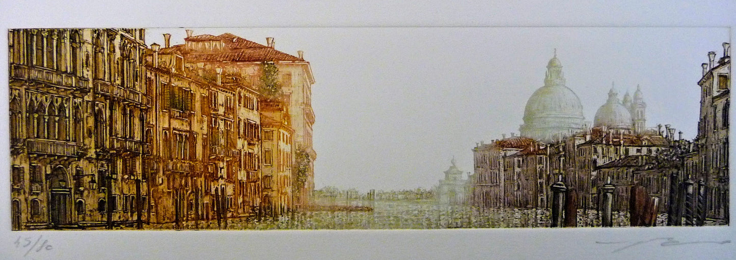 Venice, Italy, Venetian Houses and Dome of the Church of San Simeon Piccolo on Canal Grande