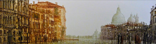 Venice, Italy, Venetian Houses and Dome of the Church of San Simeon Piccolo on Canal Grande