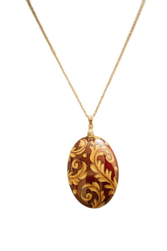 Linea LUXURY Gold and Ruby Large Oval Necklace with Pure Gold Insert