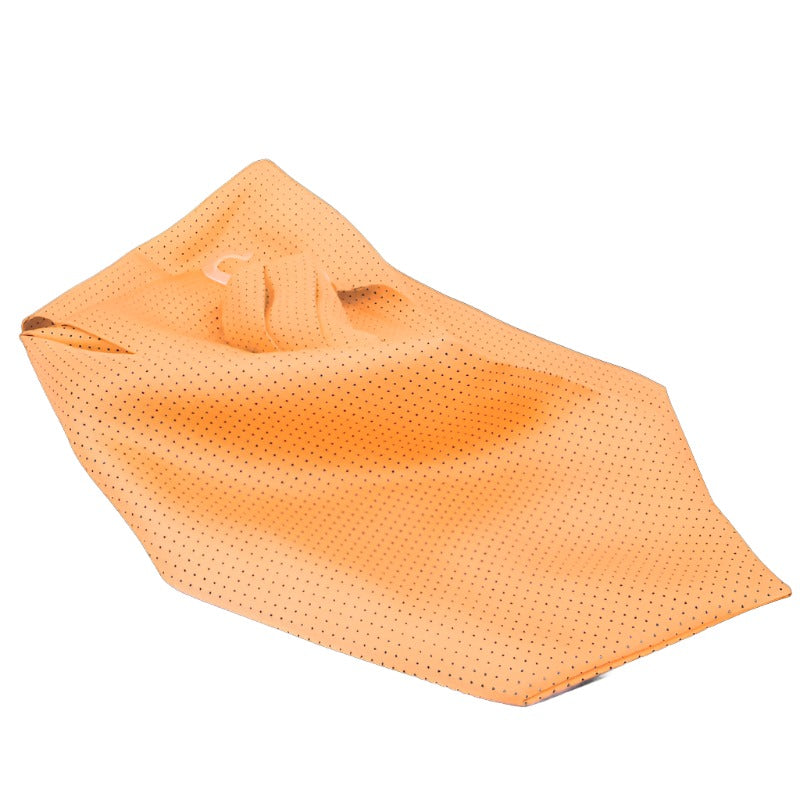 100% Silk Ascot Light Orange with Small Burgundy Polka Dot