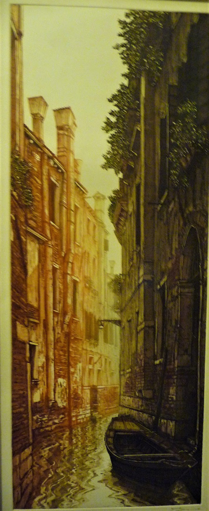 Venice, Italy, Venetian Houses and Boat on Small Canal, Unframed