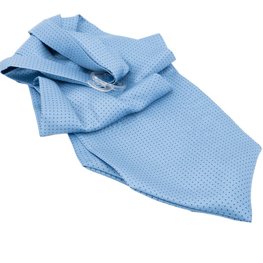 100% Silk Ascot in Light Blue with Navy Blue Small Polka Dot