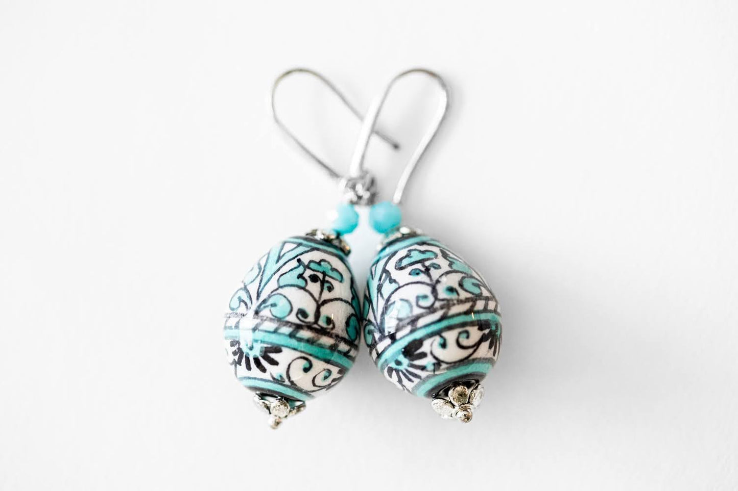 Linea LUXURY Black and Aqua Swirl Teardrop Earrings
