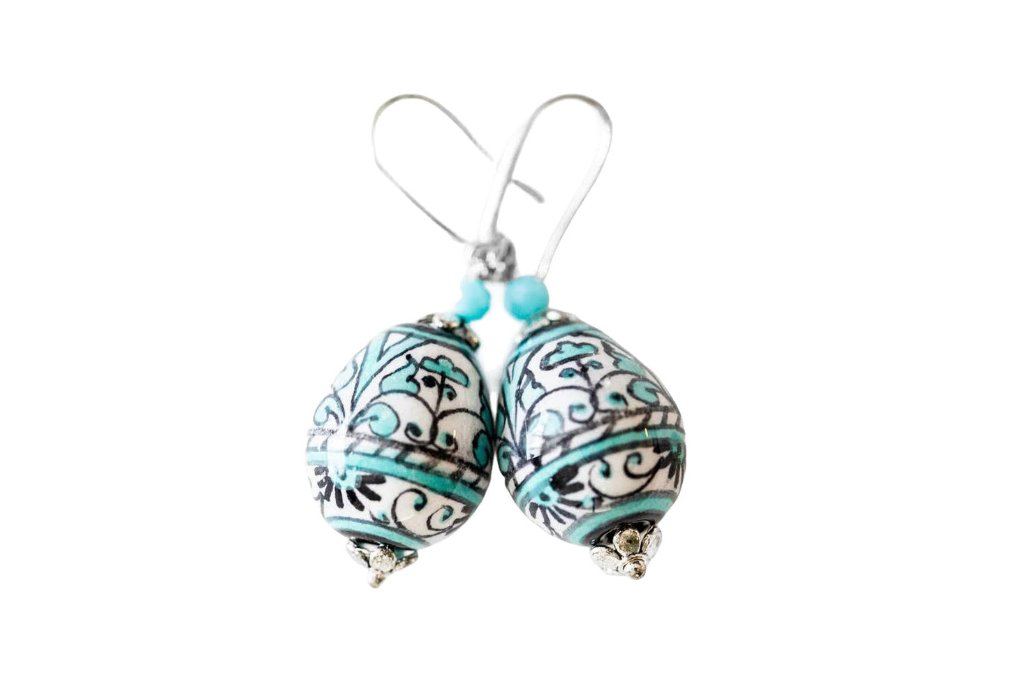 Linea LUXURY Black and Aqua Swirl Teardrop Earrings