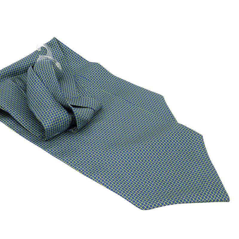 100% Silk Ascot Blue and Green Small Squares