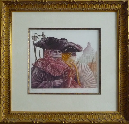 Venice, Italy, Couple at Carnival on Canal, Framed