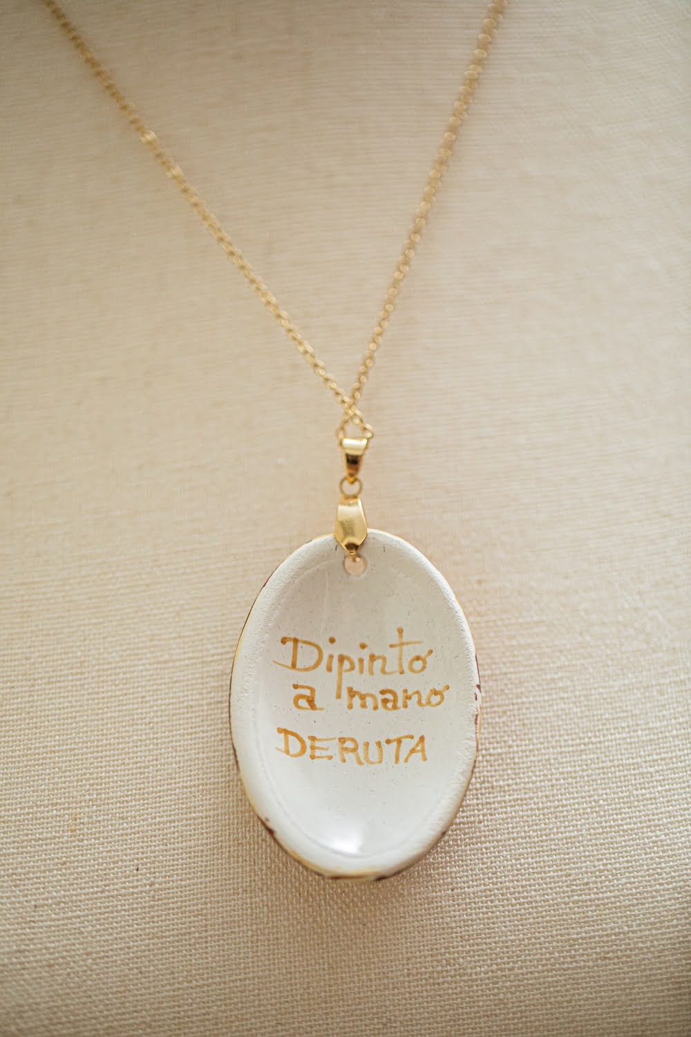 Linea LUXURY Gold and Ruby Large Oval Necklace with Pure Gold Insert