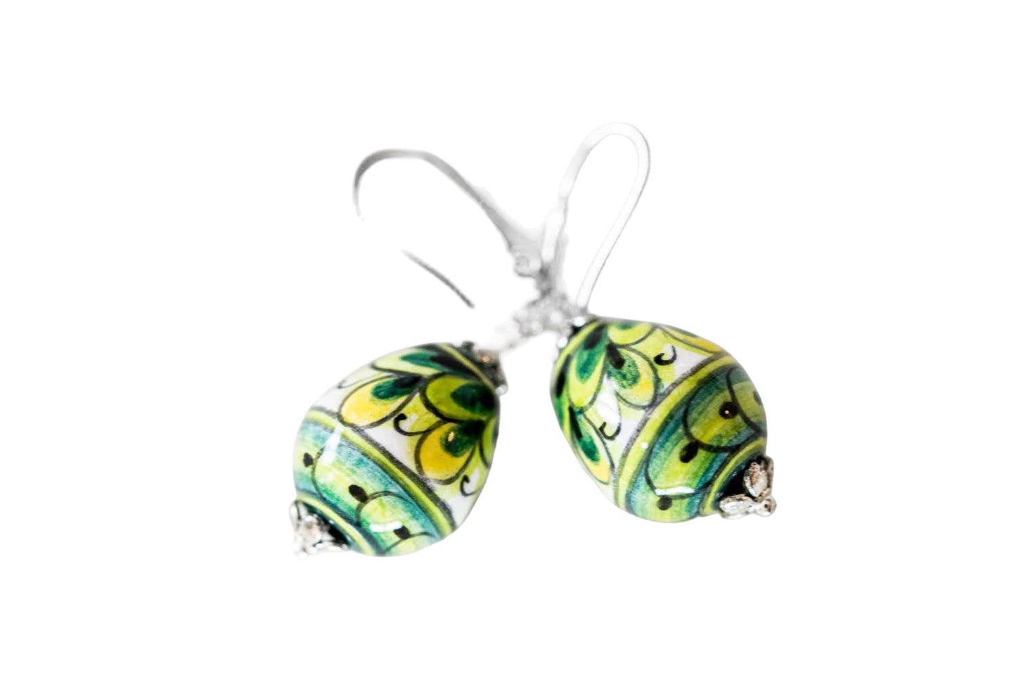 Linea LUXURY Black and Green Swirl Teardrop Earrings
