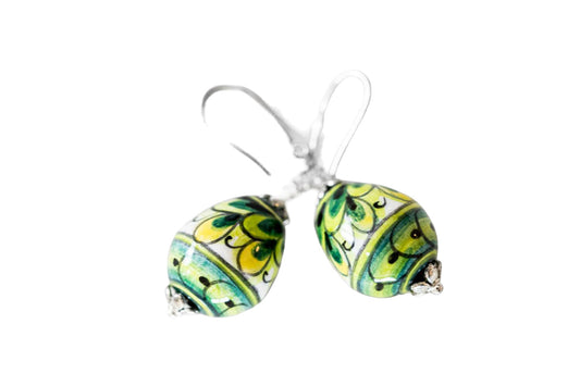 Linea LUXURY Black and Green Swirl Teardrop Earrings