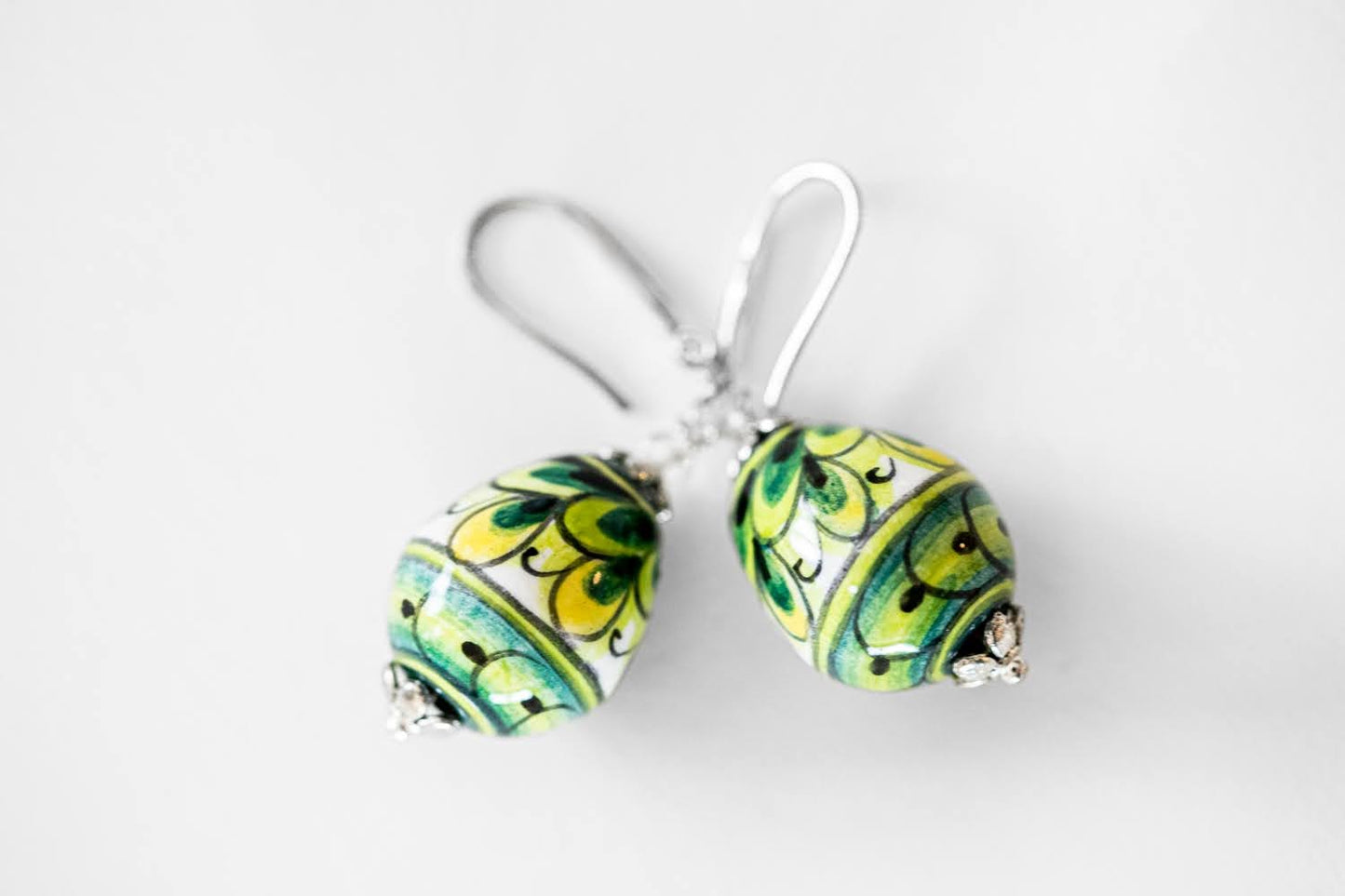 Linea LUXURY Black and Green Swirl Teardrop Earrings
