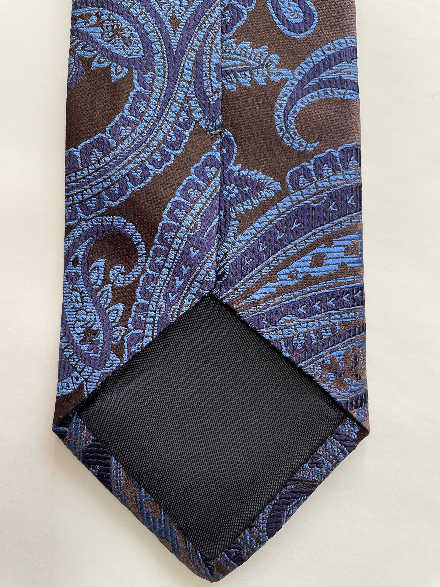 100% Silk Tie with matching pocket square Blue Brown Paisley