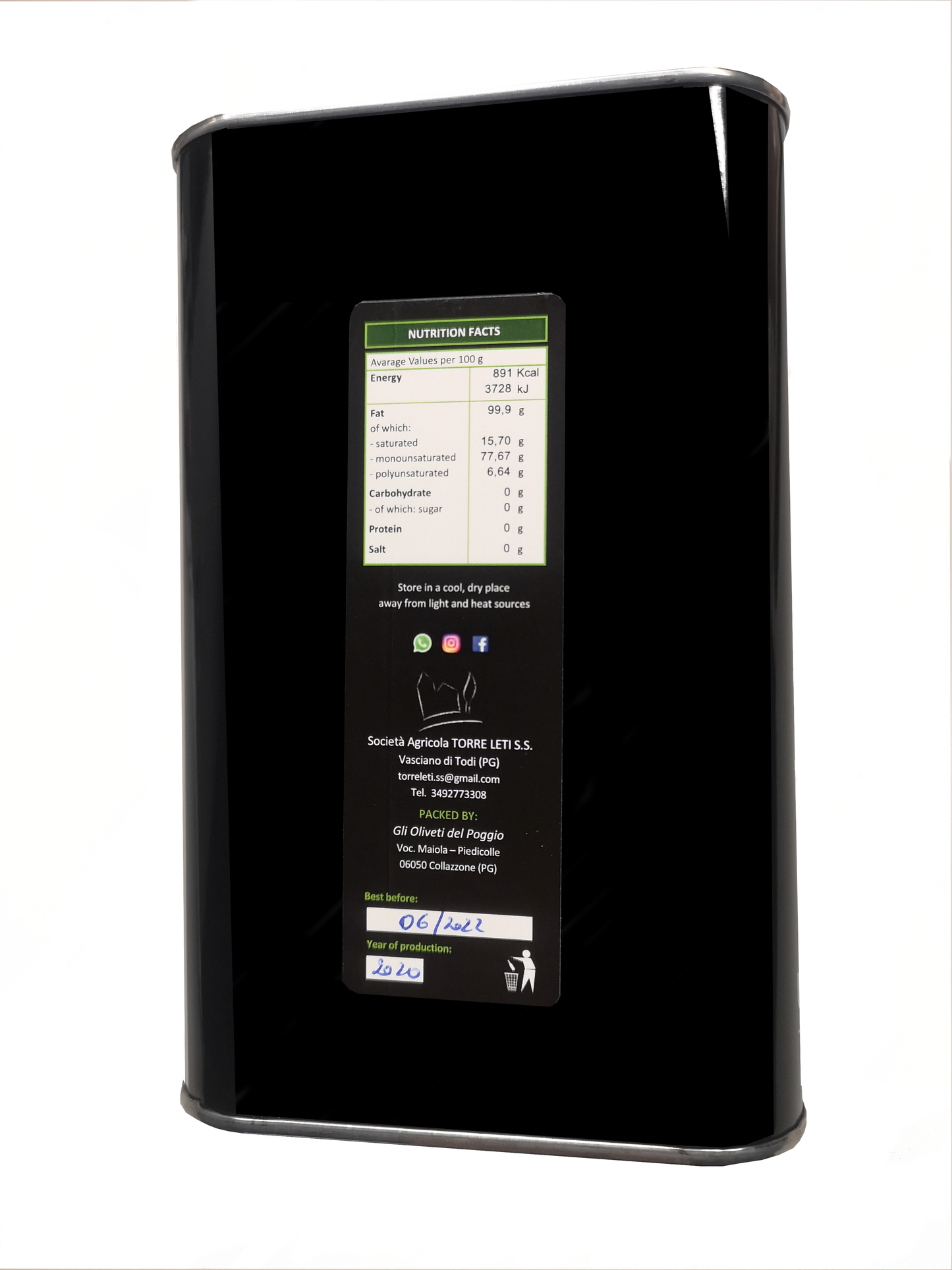 Extra Virgin Olive Oil 1 Liter Tin (2021 Harvest)