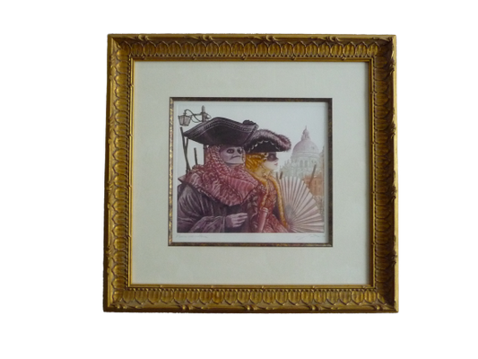 Venice, Italy, Couple at Carnival on Canal, Framed