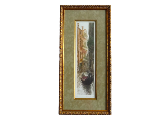 Venice, Italy, Venetian Houses and Gondola on Small Canal, Framed