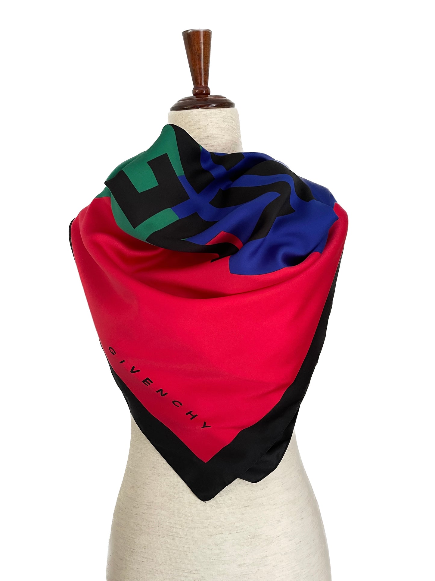 GIVENCHY 1990's Vintage Givenchy Parfums Block Colour Logo Scarf