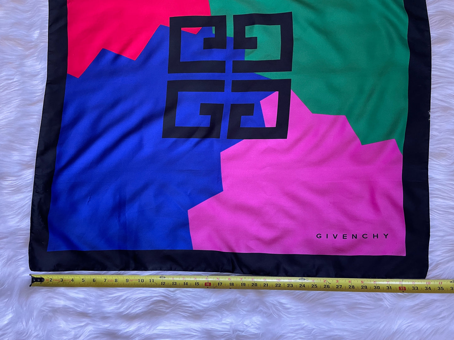 GIVENCHY 1990's Vintage Givenchy Parfums Block Colour Logo Scarf