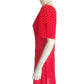 VALENTINO NIGHT 100% Silk Red & White Polka Dot Tunic Blouse, Size 8