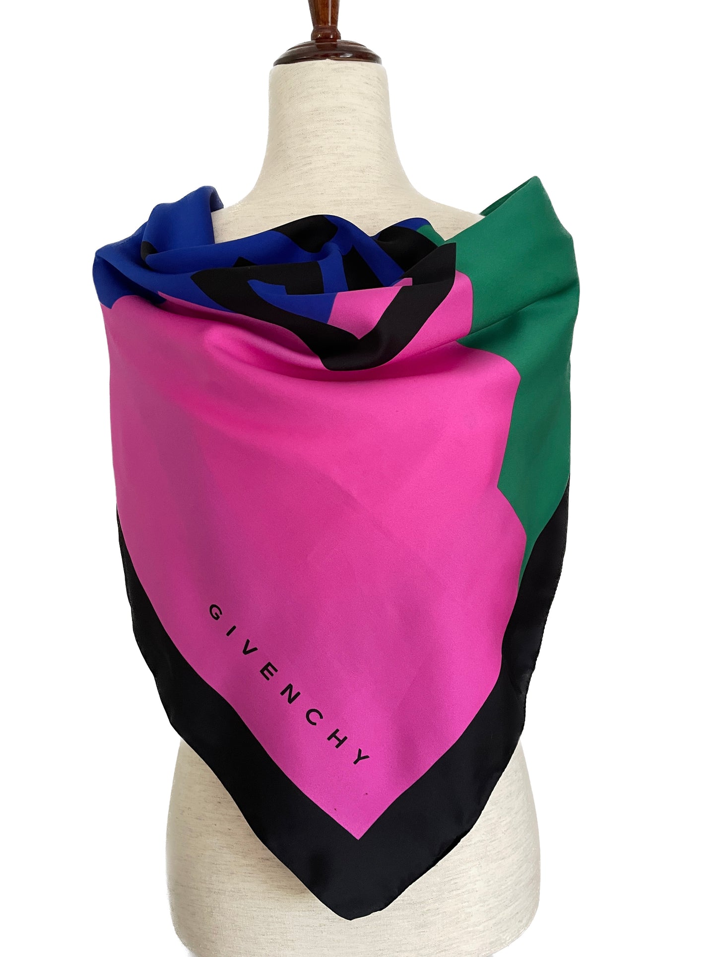 GIVENCHY 1990's Vintage Givenchy Parfums Block Colour Logo Scarf