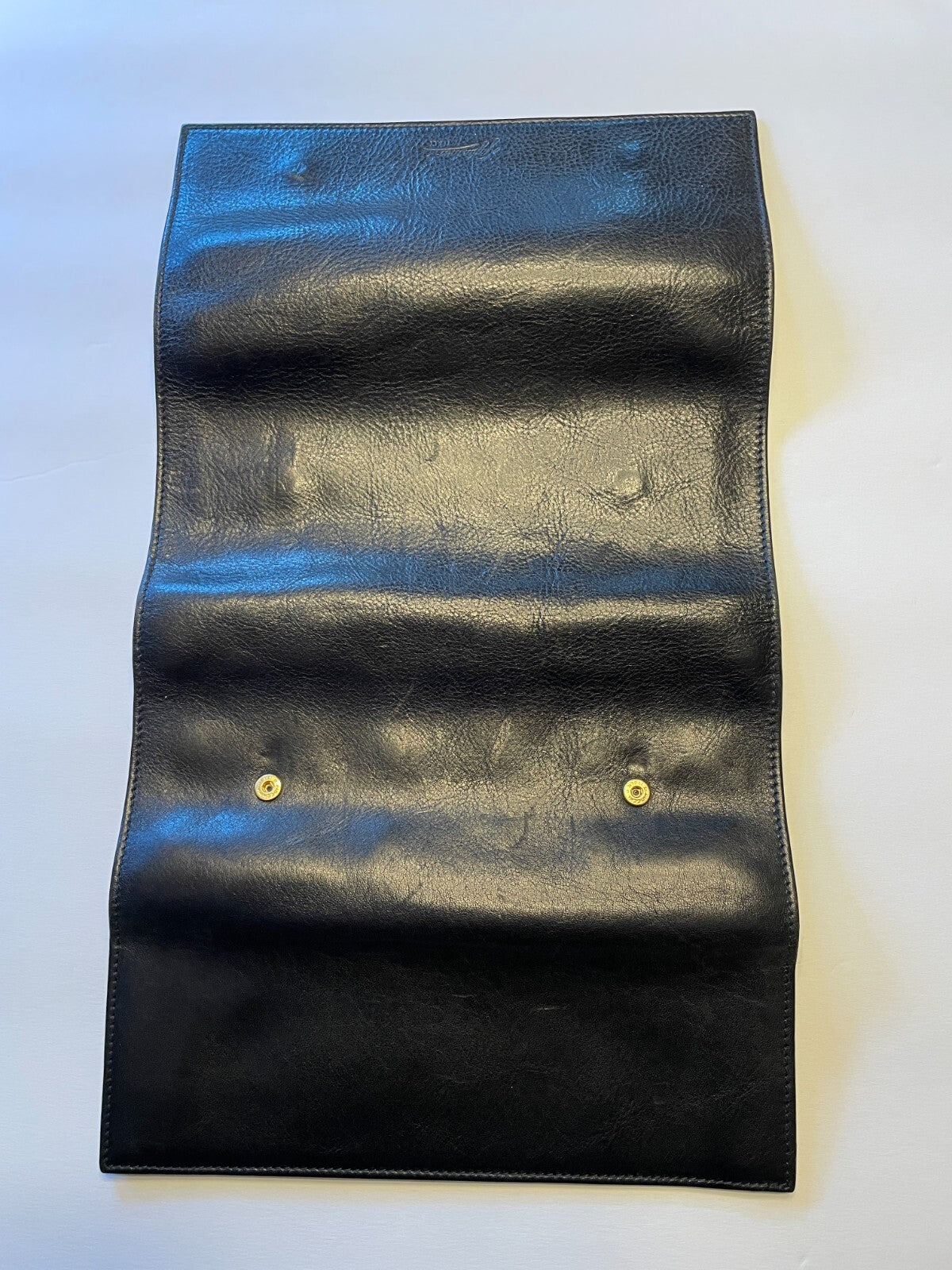 GIGLIODORO Black Calf Leather Tri-Fold Wallet, Made in Italy, Genuine Italian Leather