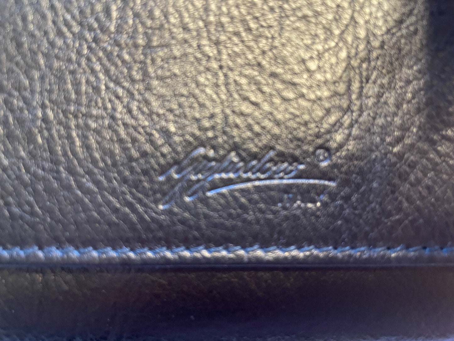 GIGLIODORO Black Calf Leather Tri-Fold Wallet, Made in Italy, Genuine Italian Leather