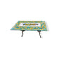 Lemons and Grapes on White Rectangle Volcanic Stone Table with Green and Yellow Border with Iron Base