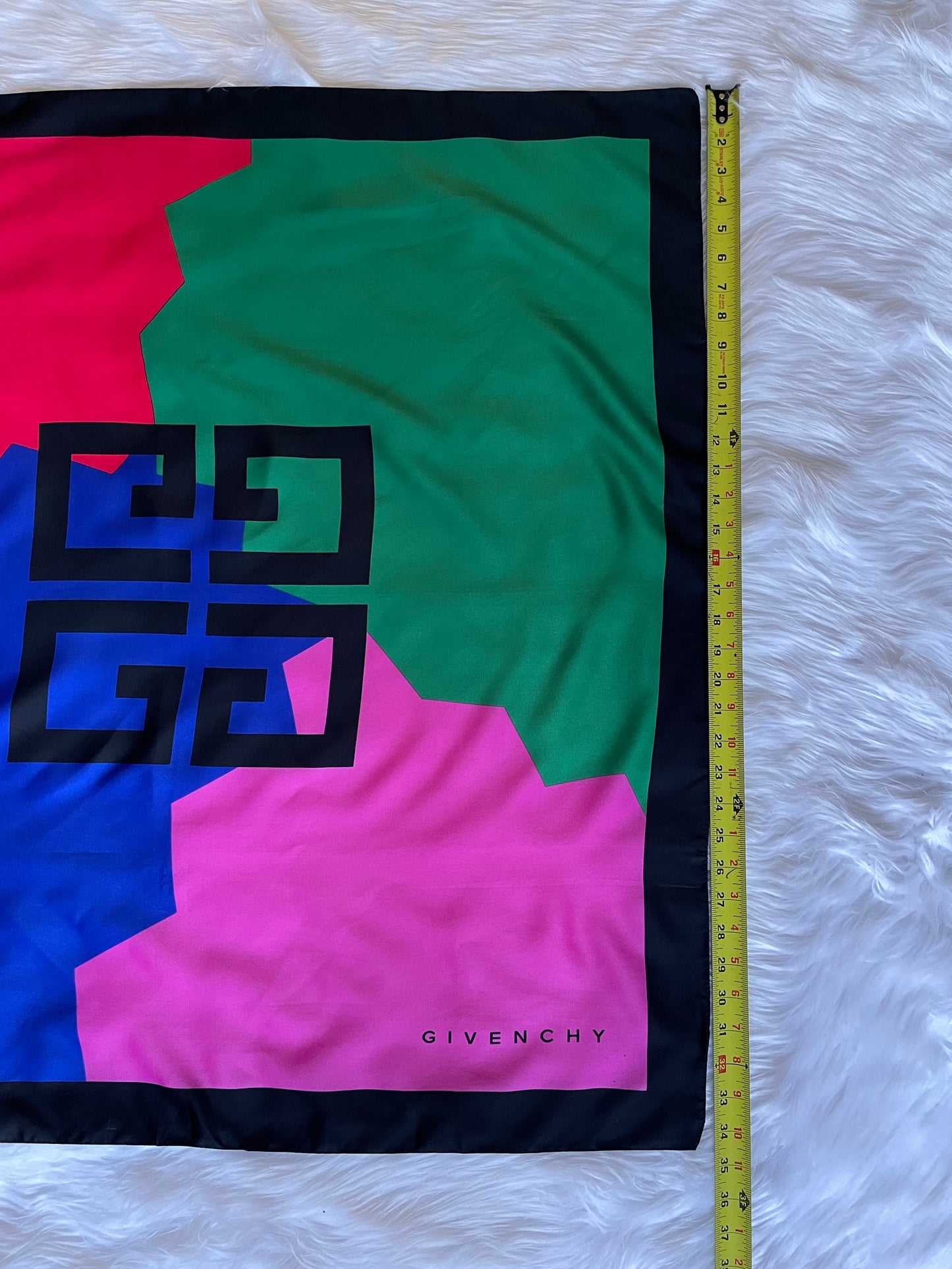 GIVENCHY 1990's Vintage Givenchy Parfums Block Colour Logo Scarf