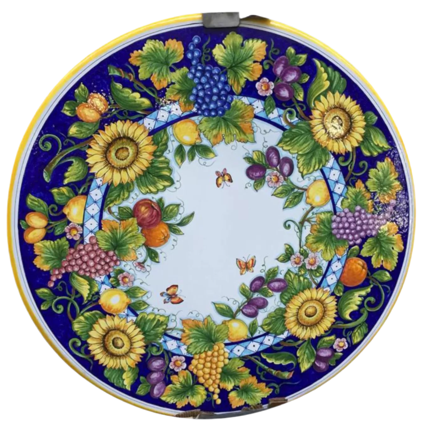 Lemons , Sunflowers, and Grapes on White Round Table with Iron Base (6 sizes available)