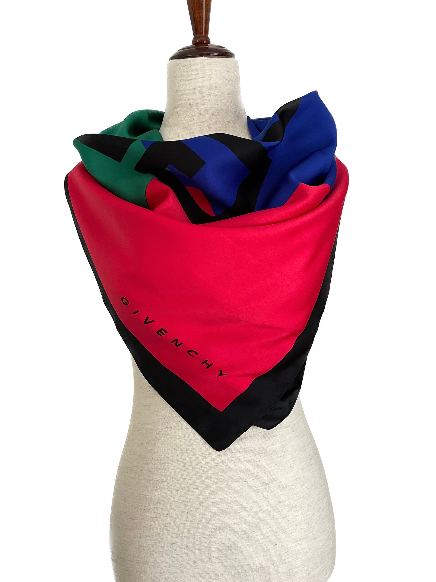 GIVENCHY 1990's Vintage Givenchy Parfums Block Colour Logo Scarf