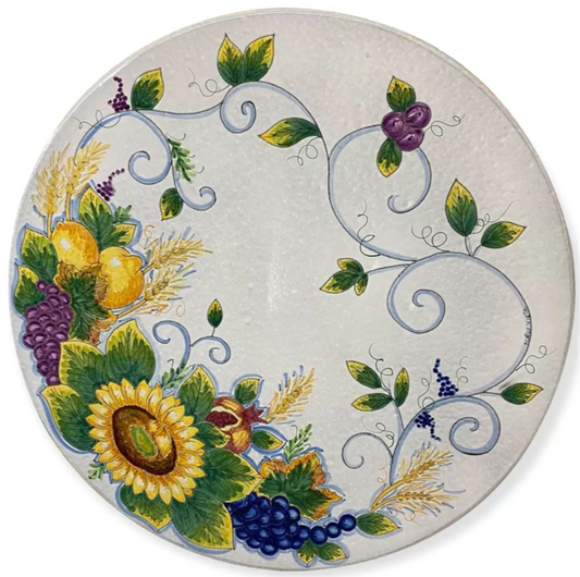 Sunflower and Fruit Round White Table (6 sizes available)