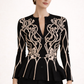 Alexander McQueen Peplum Intarsia Cardigan