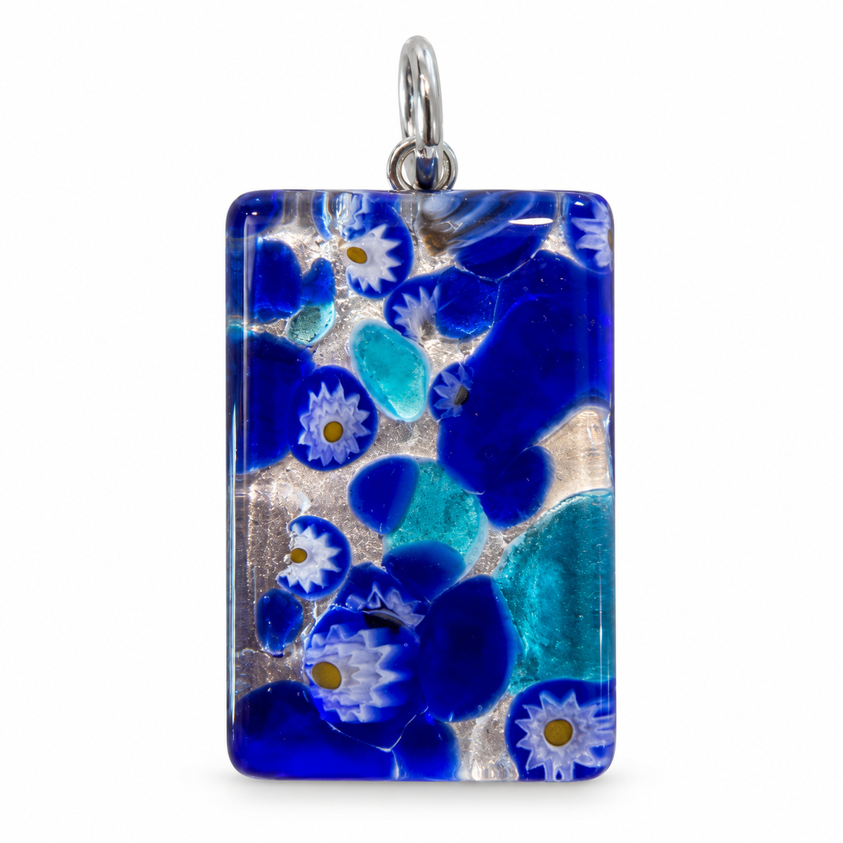 Capri Blue Millefiori Glass Pendant — Marked Vetro di Murano